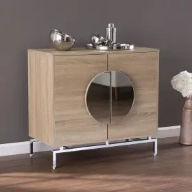 Homeroots Kitchen & Dining 808230100107 Contemporary Mirrored Circle Double Door Bar Cabinet #2