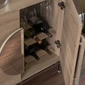 Homeroots Kitchen & Dining 808230100107 Contemporary Mirrored Circle Double Door Bar Cabinet #3