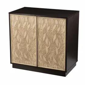 Homeroots Kitchen & Dining 808230100114 Brown And Cream Sculptural Leaf Accent Storage Cabinet #3