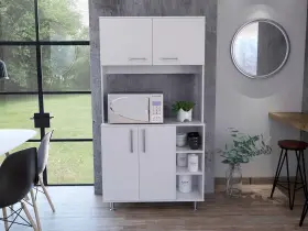 Homeroots Kitchen & Dining 808230120501 Modern White Cabinet With Two Storage Shelves #2