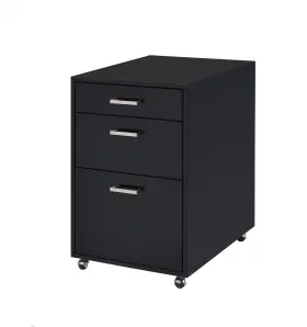 Homeroots Office 689211812260 18 Inch Black Standard Accent Cabinet With Three Drawers