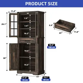 Homnia 197839142602 Kitchen Hutch Cabinet With Adjustable Shelves 71-in Tall Enclosed Pantry Storage #3