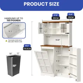 Homnia 197839285118 Kitchen Cabinet Tilt-out Trash Can Storage Adjustable Shelves With Power Outlets #3