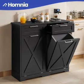 Homnia 197839470613 Tilt-out Kitchen Cabinet Storage Waterproof Laundry Hampers Black With 2 Drawers