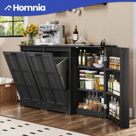 Homnia 197839508828 Wood Kitchen Garbage Island Shelve Cabinet With 2 Doors 13-gallon Double Trash Bin #2