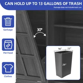 Homnia 197839508828 Wood Kitchen Garbage Island Shelve Cabinet With 2 Doors 13-gallon Double Trash Bin #3