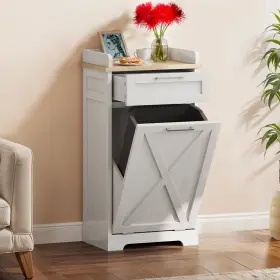 Beyshca49g Homnia 39 Inch H Tilt-out Hamper Wooden Kitchen Cabinet Garbage Bin Storage With Drawers #2