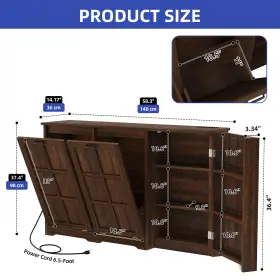 Beysheass7 Homnia 13-gallon Double Tilt-out Trash/recycling Cabinet With Island And Charging Outlet