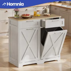 Beyshjbo1n Homnia Wooden Kitchen Cabinet 2 Tilt-out Garbage Bin Laundry Hampers White With Drawers