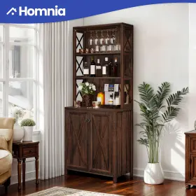 Beyshjq7uh Homnia Wood 67.5-in Tall Kitchen Pantry Cabinet Home Wine Liquor Storage Shelves X-door #2