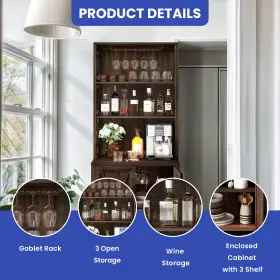 Beyshjq7uh Homnia Wood 67.5-in Tall Kitchen Pantry Cabinet Home Wine Liquor Storage Shelves X-door #3