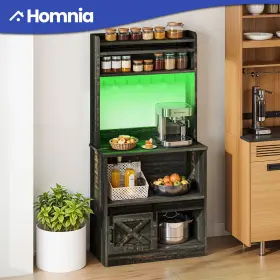 Beyshnjc7a Homnia 5 Tier Kitchen Pantry Bakers Rack With Power Outlets Led Coffe Microwave Stand