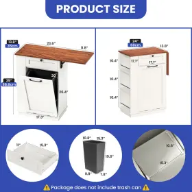 Beyshsps3t Homnia Tilt-out Trash Can Kitchen Island Cabinet Wooden Storage Hidden Garbage Bin #3