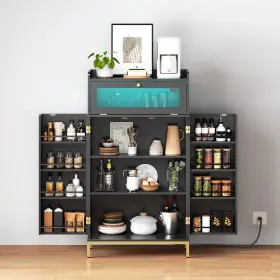 Db22udpc01 Hoobro Kitchen Pantry Cabinet With Charging Station Led