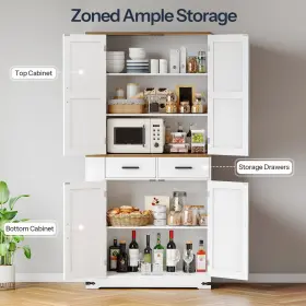 Wh02pc01 Hoobro Farmhouse Kitchen Pantry Cabinet 70.9 Inch Storage