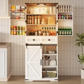 Wh182dpc01 Hoobro Farmhouse Kitchen Pantry Cabinet 71.6 Inch Storage