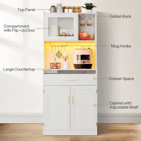 Wt74udpc01 Hoobro Pantry Cabinet 67 Inch High Freestanding Tall Cupboard Storage With A Drawer #2