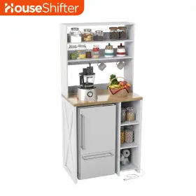 Beyshjzt4g House Shifter 6 Tier Kitchen Pantry Mini Fridge Cabinet With Power Outlets Bakers Rack Hooks
