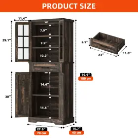 Beyshnlet8 House Shifter Rustic Kitchen Buffet 5 Tier Pantry Sideboard Storage Cabinet With Spacious Drawer