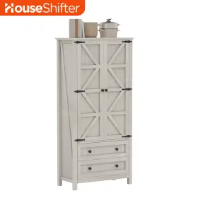 Beyshua2mw House Shifter Farmhouse Kitchen Pantry Cabinet 64-in Tall Utility Storage With 2 Drawer And Shelve #2