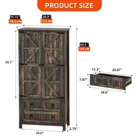 Beyshxxxb7 House Shifter Kitchen Pantry Cabinet 64-in Tall Utility Storage With 2 Drawer And Adjustable Shelf #2