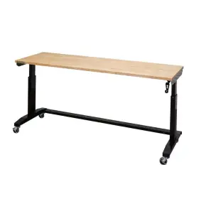 Holt72xdb11 Husky 72 Inch W X 24 D Adjustable Height Black Worktable With Solid Wood Top