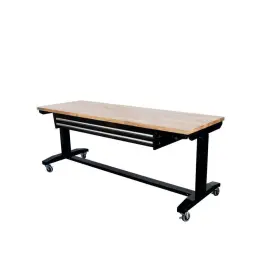 Hotl7202b12 Husky 72 Inch W X 24 D 2-drawer Adjustable Height Black Workbench Table With