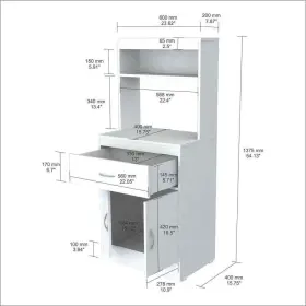 Gcm-040 Inval Kitchen Cabinet 23.62 Inch X15.75 X54.13 Laminate Microwave Storage White #2