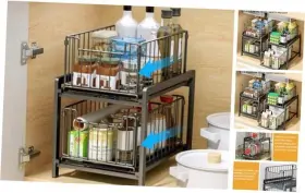 Cfsnj-b-2l Jinkaili 2-tie Under Sink Cabinets Organizer With Sliding Storage Drawer Pull Out Black