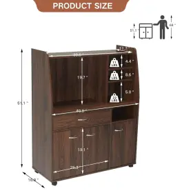 Jmcc009bw-u-a Jomeed Kitchen Pantry Microwave Storage With Wheels Drawer And Shelves Open Box #2