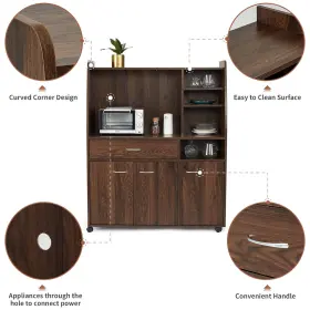Jmcc009bw-u-a Jomeed Kitchen Pantry Microwave Storage With Wheels Drawer And Shelves Open Box #3