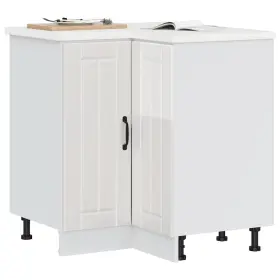 Kitchen Corner Base Cabinet High Gloss White Engineered Wood 721158420954