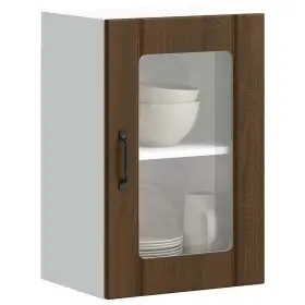 Kitchen Wall Cabinet Brown Oak Engineered Wood Glass 721158421203 And