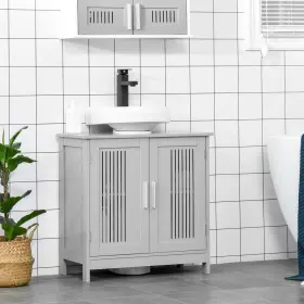 834-343gy Kleankin Under Sink Cabinet Durable Elegant Adjustable High-quality Mdf Gray #3