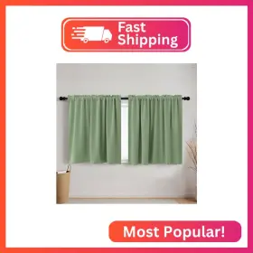 Koufall Green-52x30 Sage Green Small Curtains For Bathroom Windows Rod Pocket Storage Under