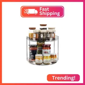 Lamu Zpjs002 2 Tier Lazy Susan Turntable Organizer 9.25ftft Rotating Spice Rack Organizati