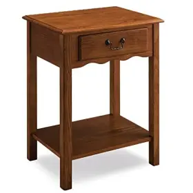 9067-med Leick Furniture 815199020940 One Drawer Shaker Nightstand With Shelf Medium Oak #2