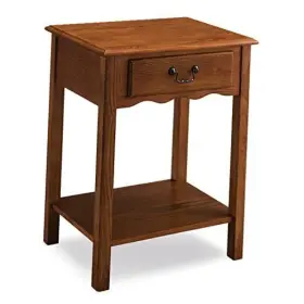 9067-med Leick Furniture 815199020940 One Drawer Shaker Nightstand With Shelf Medium Oak