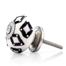 Mascot Hardware 191535001102 Diamond 1.5 Inch Black And White Ceramic