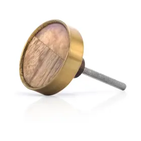 Mascot Hardware 191535005353 Athena 1-3/5 Inch Wood And Brass Cabinet Knob