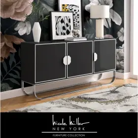 Nsd423-09bcr3-oy Nicole Miller Jayna Sideboard - 3-door High Gloss Finish Chrome/gold Handles
