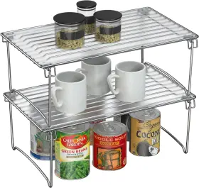 Rk-035-1 No Stackable Cabinet Shelf Organizer 2 Pack Chrome