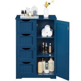 Wdjijr0001 Nobrand Wooden Storage Cabinet With 4 Drawers For Bathroom Navy Blue