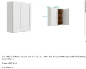 Onestock 608631506139 Reliabilt Parkstone 42-in W X 36-in H 12-in D White Wall Fully Assembled