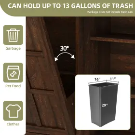 Qurious Corner 197839128897 Kitchen Island Cabinet For 13-gal Dual Trash Can With Adjustable Shelves And Outlets #3