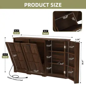 Qurious Corner 197839128897 Kitchen Island Cabinet For 13-gal Dual Trash Can With Adjustable Shelves And Outlets