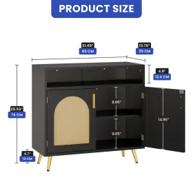 Qurious Corner 197839896024 Rattan Kitchen Cabinet Storage Living Room Sideboard Multifunctional Cupboard #2