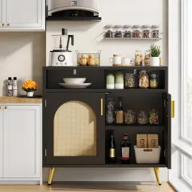 Qurious Corner 197839896024 Rattan Kitchen Cabinet Storage Living Room Sideboard Multifunctional Cupboard