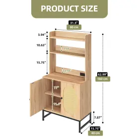 Beysh2gbk3 Qurious Corner 5 Tier Kitchen Bakers Rack With Rattan Doors Durable Microwave Home Pantry Hutch #2