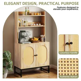Beysh2gbk3 Qurious Corner 5 Tier Kitchen Bakers Rack With Rattan Doors Durable Microwave Home Pantry Hutch #3